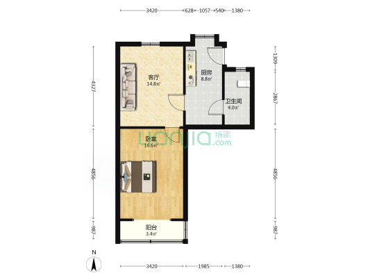 起凤桥东巷 1室1厅1卫 58平方