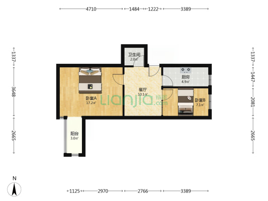 矿山局家属楼南院，838沿线，出门市医院-户型图