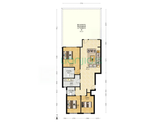 桃源新都孔雀城 3室2厅 南 北-户型图