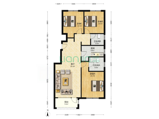 大社区，电梯洋房，一梯两户，惬意的生活。-户型图