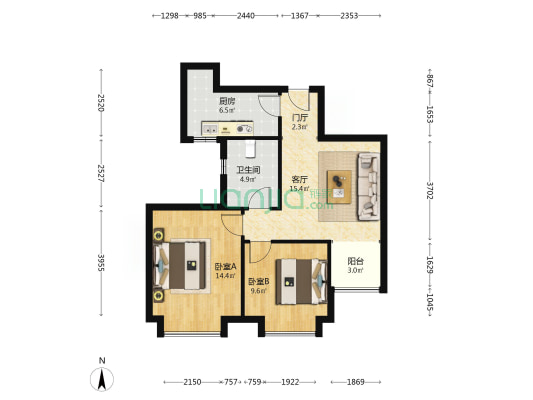 名京院望 2室1厅1卫 72平方