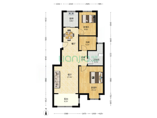 博文春天里 3室1厅1卫 96平方
