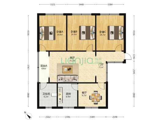 唐安西路北四巷71号 3室2厅1卫 119平方