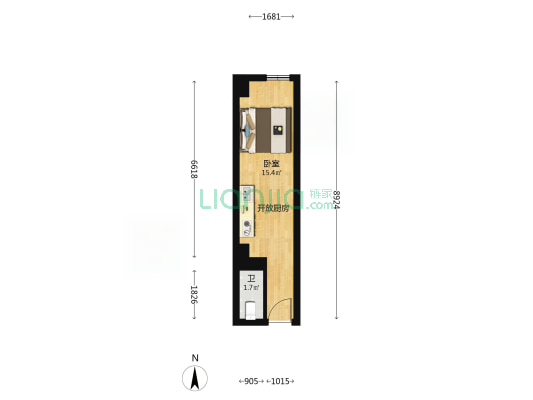 MOHO国际写字楼 1室0厅1卫 24平方
