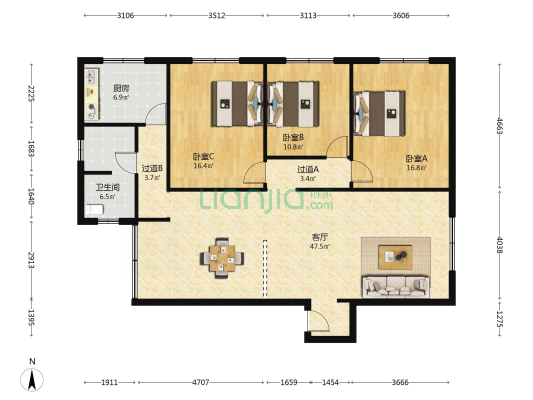 东升街151号 3室1厅1卫 138平方