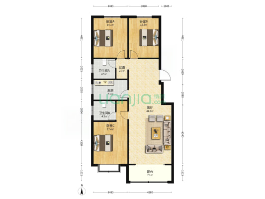 花溪苑 3室1厅2卫 137平方