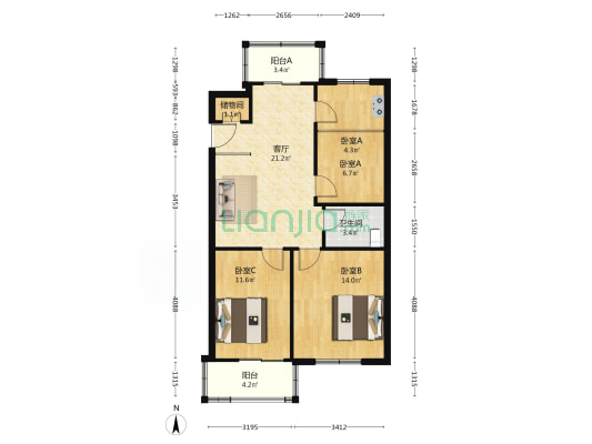 振源新村 4室1厅1卫 83平方