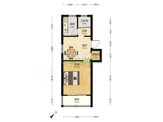 长虹路447号 1室1厅1卫 44平方