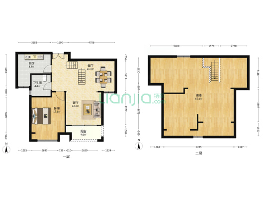 阅江景苑 1室2厅1卫 135平方