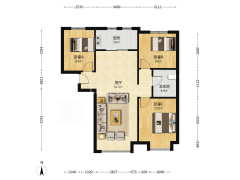 鸿坤理想湾北区 3室2厅 南 北-涿州鸿坤理想湾北区户型图