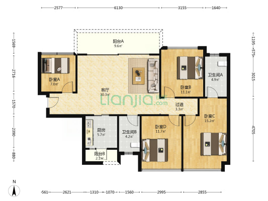 电建地产·洺悦玉府 4室1厅2卫 127平方