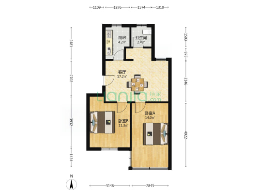 花街巷 2室1厅1卫 61平方