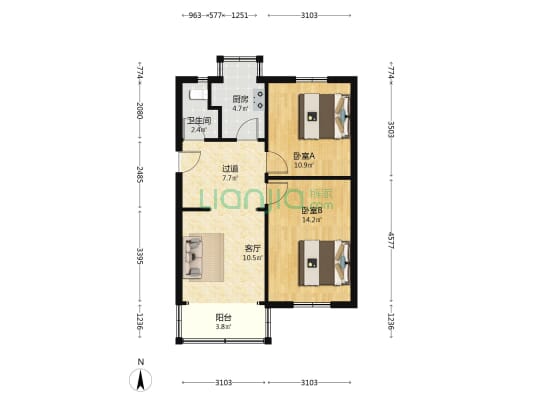 木材公司家属院西区 2室1厅1卫 67平方