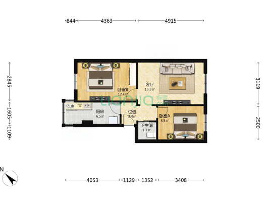 长柏路社区第一小区 2室1厅1卫 60平方