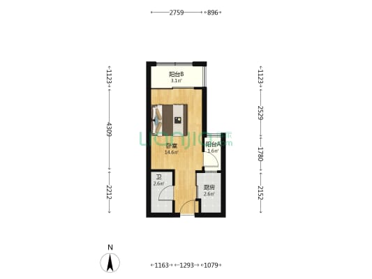 中建苹果公寓 1室0厅1卫 35平方
