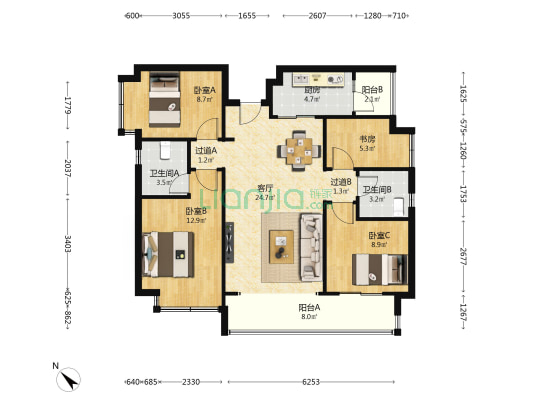 御园丰锦 4室1厅2卫 109平方