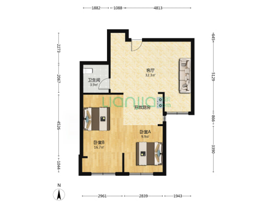 锦绣家园A区 2室1厅1卫 83平方
