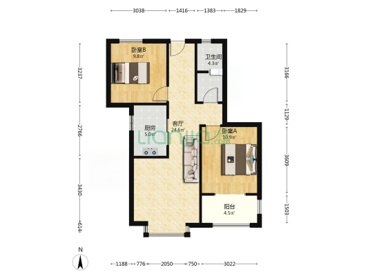 业主是自住标准精装 品牌家具家电 中间楼层-户型图