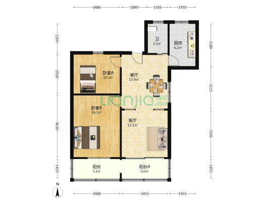 环城南路28弄 2室2厅1卫 89平方