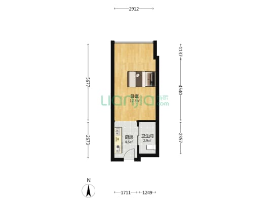 美的旭辉江山公馆 1室0厅1卫 35平方