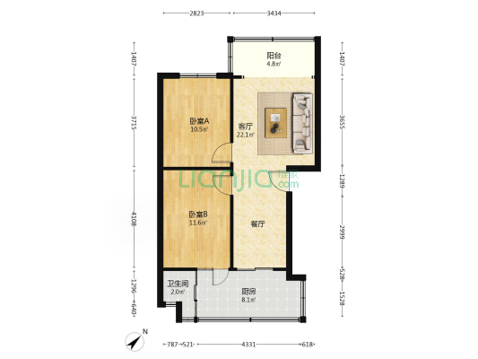 双桥路353号 2室1厅1卫 56平方