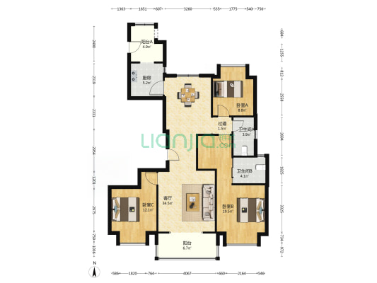 武汉城建万科万维天地 3室1厅2卫 141平方