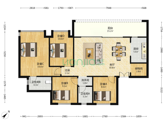 星河WORLD一期 4室1厅3卫 142平方