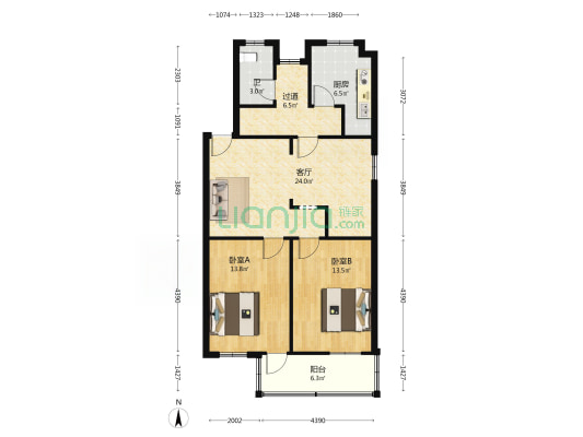 龙牙亭路3号 2室1厅1卫 84平方