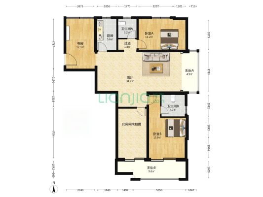 苏宁尊悦大厦 3室1厅2卫 181平方