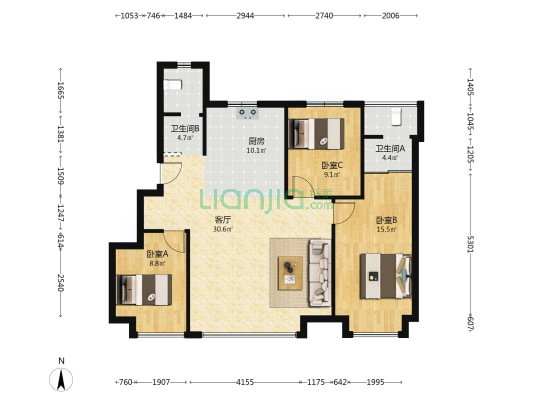 保利朗阅 3室1厅2卫 103平方