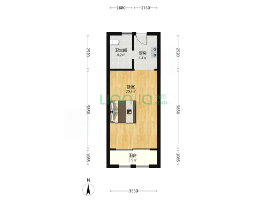 天目家园 1室0厅1卫 46平方