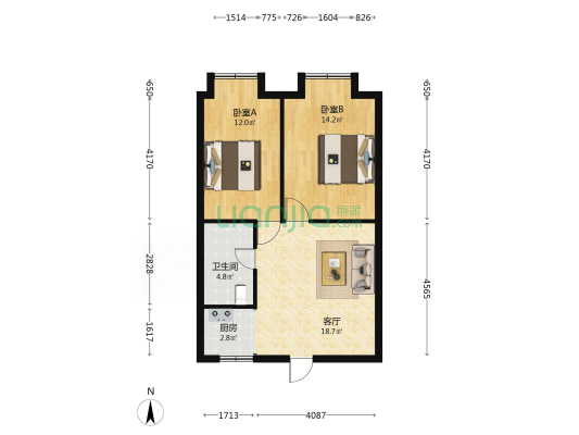 南台明珠 2室1厅1卫 63平方