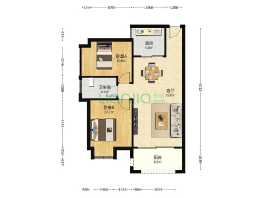 珑璟学府 2室1厅1卫 87平方
