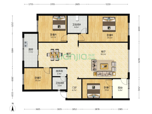 福信花园 4室2厅3卫 150平方