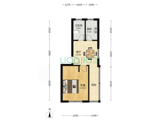 金苑新村东区 1室1厅1卫 46平方