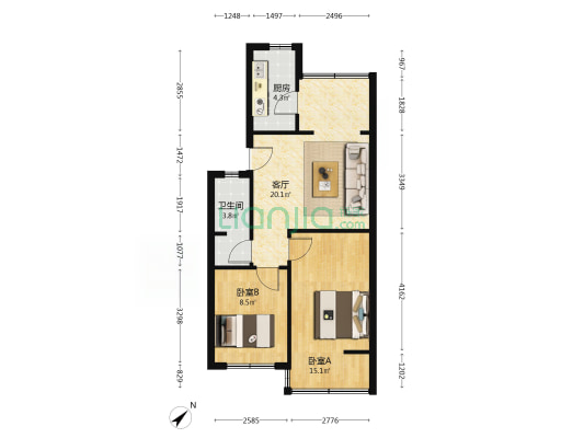 小学路31号 2室1厅1卫 62平方