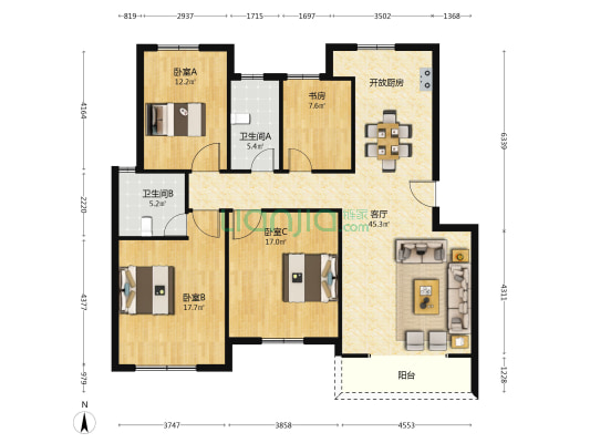 紫来苑 4室1厅2卫 150平方