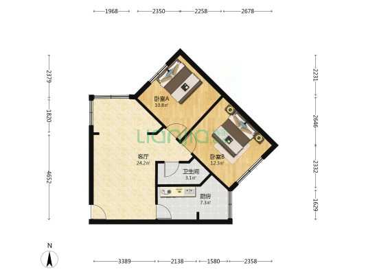 莲桂南路167号 2室1厅1卫 66平方
