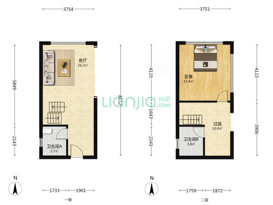 隆基泰和美寓 1室1厅2卫 45平方