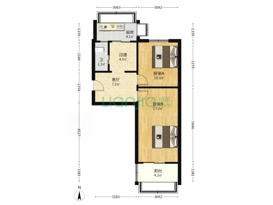 建行宿舍(友林街) 2室1厅1卫 57平方