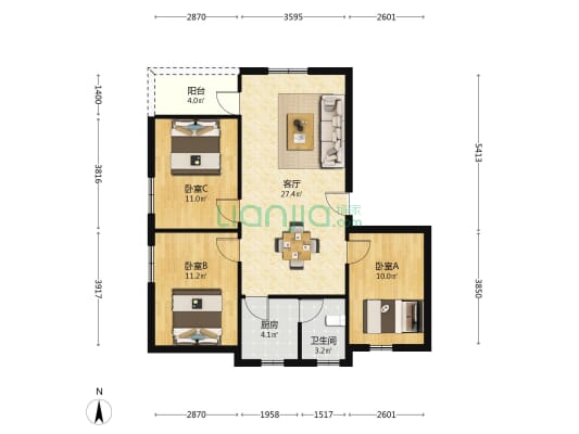 惠港楼 3室1厅1卫 75平方