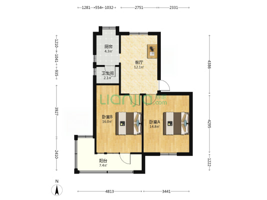 22街坊 2室1厅1卫 67平方