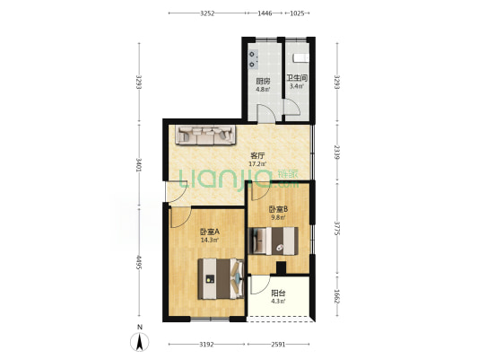 环翠小区 2室1厅1卫 65平方