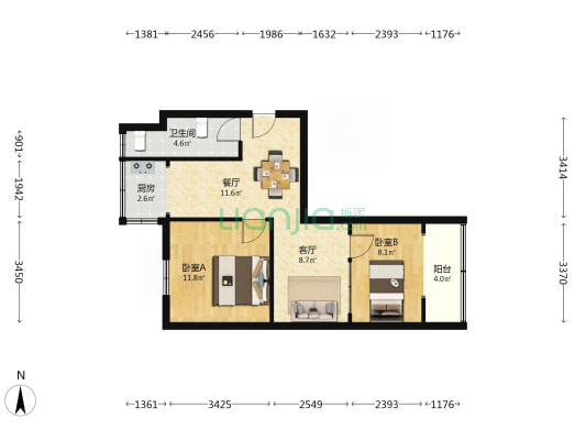 民主巷 2室2厅1卫 63平方