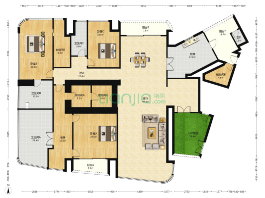 尚东柏悦府 4室1厅4卫 422平方