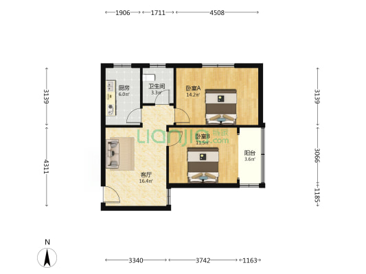 紫荆山路137号院 2室1厅1卫 66平方
