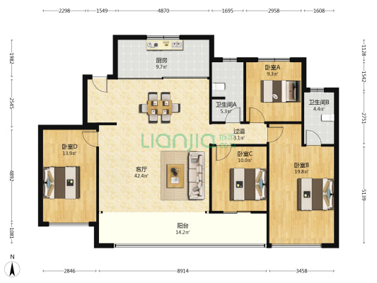 SIC超级总部中心华润置地润府 4室1厅2卫 169平方