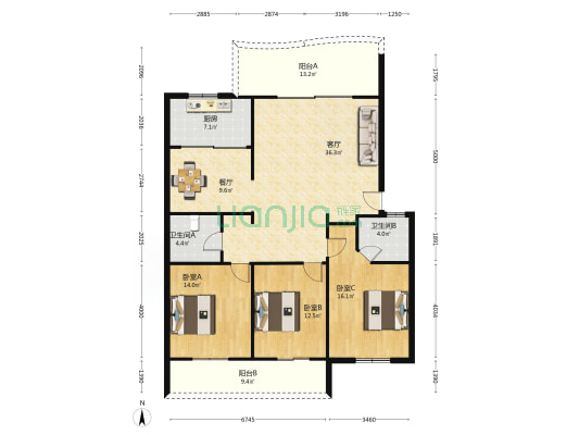 首邑商业步行街 3室2厅2卫 132平方