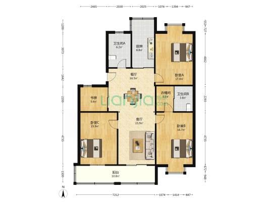苏建雅居 4室2厅2卫 143平方