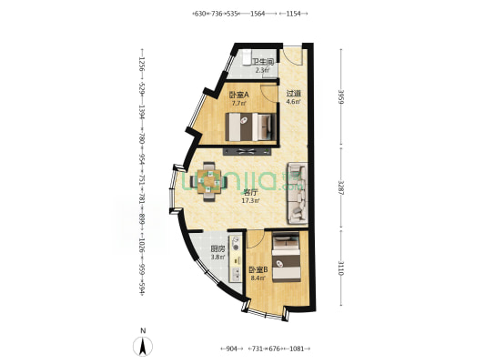 好景雅苑 2室1厅1卫 57平方